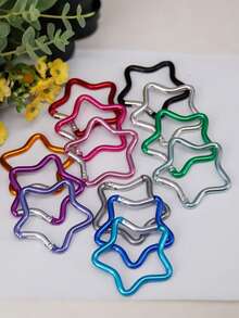 Star Shaped Carabiner, Cute Carabiner Spring Clamp Keyring Keychain Aluminum Clip For Outdoor Camping Travelers, Carabiner, Suitable For Travel, Fitness And Daily Use, Must-Have For Postmen, Must-Have For Back To School, Valentine's Day Gift, Thanksgiving Gift, Perfect Gift For Girlfriend, Sister, Mom, Teacher, Mother's Day Gift, Father's Day Gift, Teacher's Day Gift - Multicolor - View 6