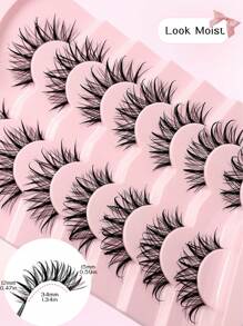 Asiteo 7 对漫画湿睫毛透明带漫画仿貂皮睫毛 Y2K 风格尖锐和戏剧性睫毛延长化妆工具条状睫毛，睫毛，睫毛，假睫毛 - 漫畫款濕睫毛 - 查看 6