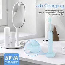 Electric Ultrasonic Scaler, Oral Care Kit, Teeth Whitening Scaler, Calculus, Plaque, Tartar And Other Cleaning, 5 Modes, Timer Reminder Function, With Usb Charging Base, Toothbrush Head, 2 Scaler Heads, Oral Mirror - Blue - View 3