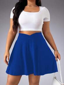 Damskie letnie sportowe spodenki sportowe na świeżym powietrzu, do biegania, fitnessu, swobodne, w jednolitym kolorze, golfowe, z dekoltem w serek, z wysokim stanem, wyszczuplające mini spódniczki