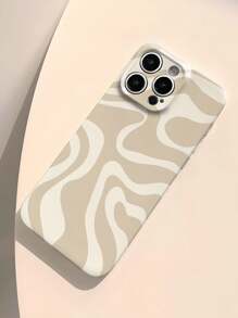 1pc Minimalist Asymmetrical Patchwork Pattern Glossy Hard Shell Phone Case, Suitable For IPhone 11/12/13/14/15/16 Pro Max