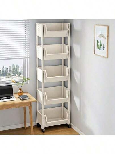 4/5-Layer Rolling Storage Cart, Practical Rolling Plastic Storage Trolley, 5 Layers, Mobile Organizer With Wheels, 360 Degree Rotation, Practical Cart, Book Cart, Snack Cart, Storage Cabinet, Decoration, Gift, Back To School Season, Father's Day Bathroom Living Room Kitchen Compact White Snack, Supplies And Other Storage Boxes - Indoor Multi-Layer Shelf Unit, Mobile Storage Cart | Modern Storage | Open Shelf Design, Rolling Storage Cart