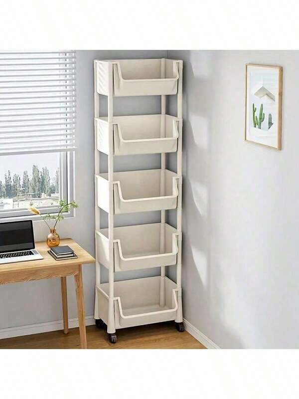 4/5-Layer Rolling Storage Cart, Practical Rolling Plastic Storage Trolley, 5 Layers, Mobile Organizer With Wheels, 360 Degree Rotation, Practical Cart, Book Cart, Snack Cart, Storage Cabinet, Decoration, Gift, Back To School Season, Father's Day Bathroom Living Room Kitchen Compact White Snack, Supplies And Other Storage Boxes - Indoor Multi-Layer Shelf Unit, Mobile Storage Cart | Modern Storage | Open Shelf Design, Rolling Storage Cart