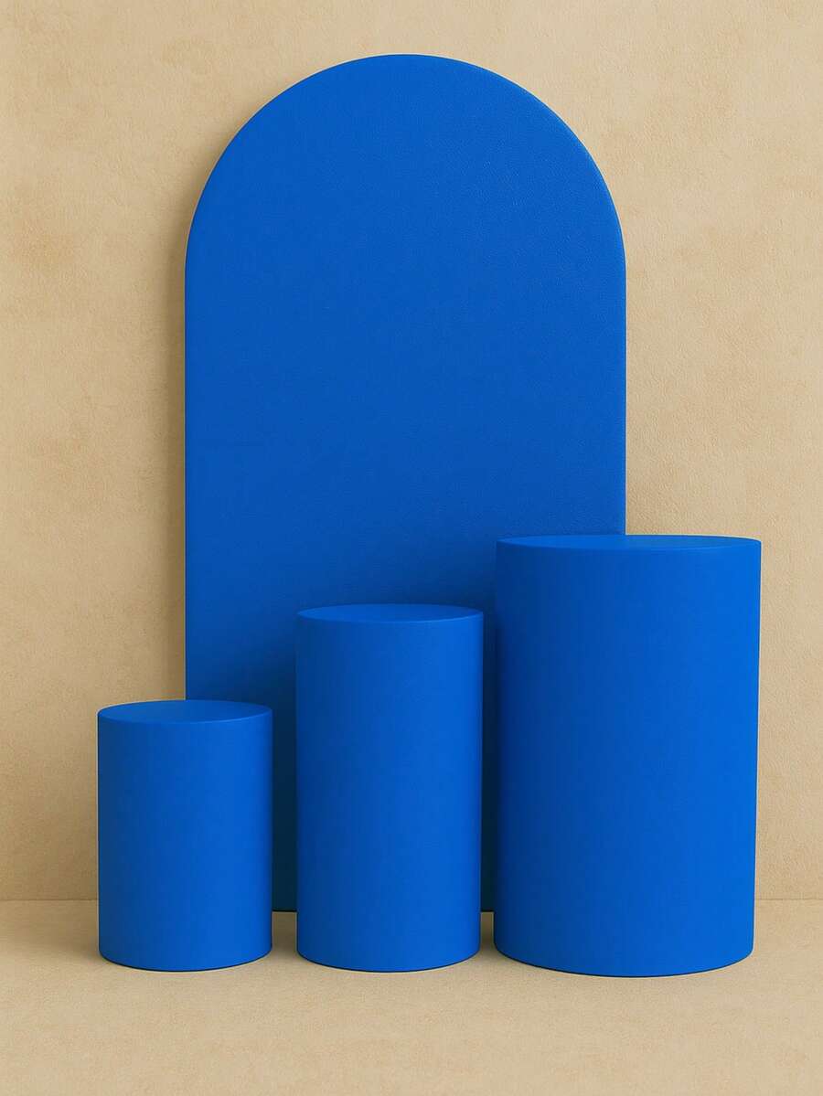Set Of 4 Double-Sided Roman Panel Pieces And Cylinders - Royal Blue - View 1