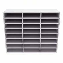YUNRUX 24 Compartments Document Tray Letter Tray Desk Organizer Literature File Rack Mailbox Holder Compartment Magazine Storage Drawer For Office Home School With Gloves Modern Rectangular White