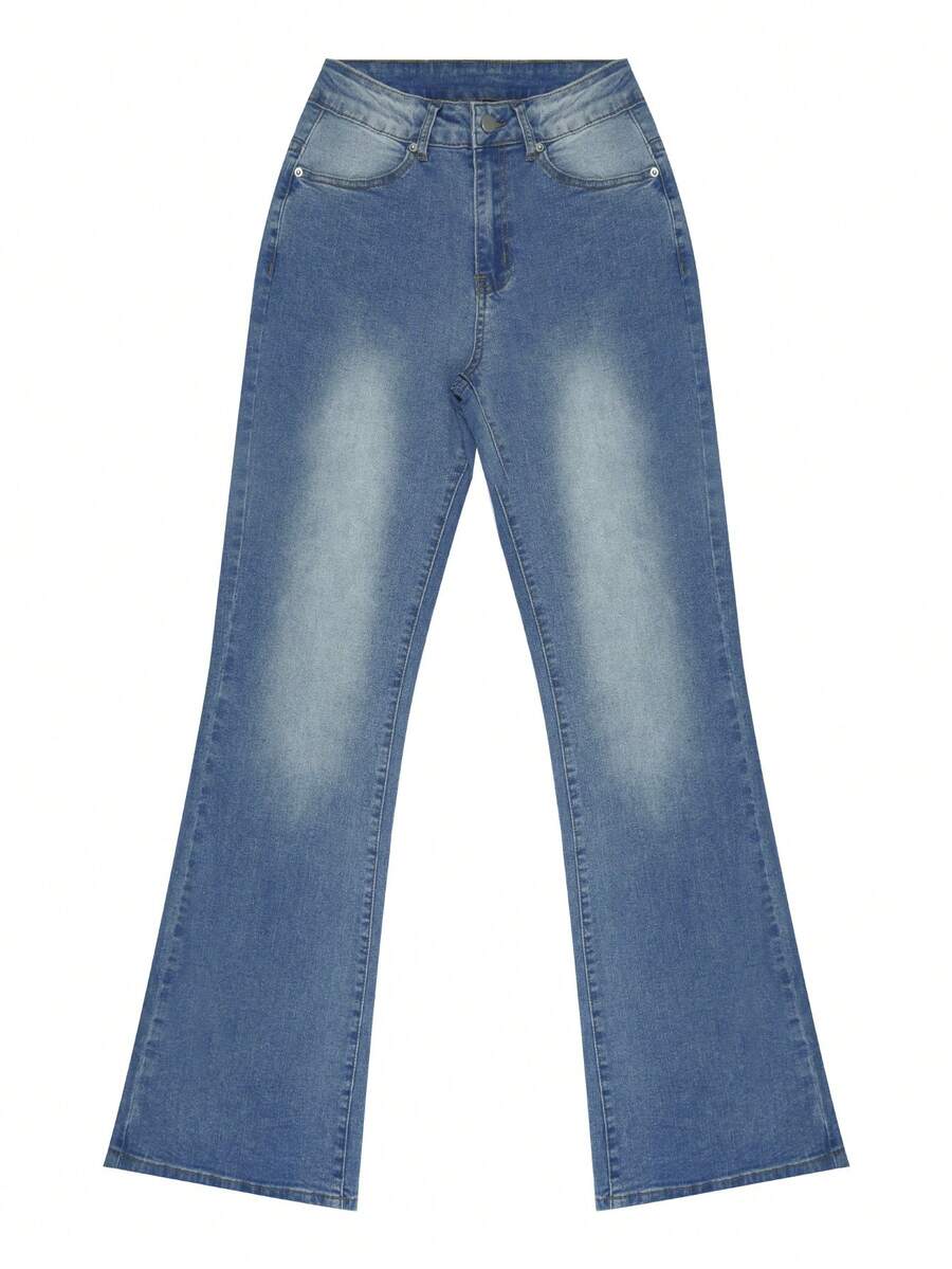 NVFelix 新款女士秋季印花喇叭牛仔裤 - 休闲百搭款式，带口袋