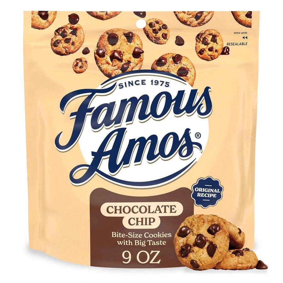 Famous Amos Chocolate Chip Cookies, Original Recipe Bite-Size Cookies With Semi-Sweet Chocolate Chips, 9 Oz