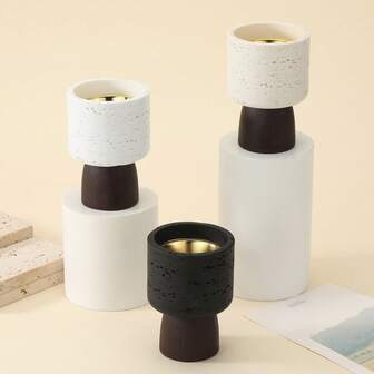 1pc Minimalist Porous Stone Wooden Base Portable Mini Incense Burner, Aromatherapy Supplies, Suitable For Home Decor, Living Room, Office, Yoga Studio, Living Room, Dining Room, Tabletop, Showcase Display, Atmosphere Enhancing, Great For Gifting Or Personal Use