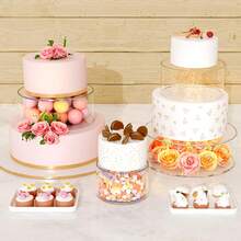 1 件亚克力可填充蛋糕架、纸杯蛋糕展示架、圆形圆柱展示架，适用于婚礼、生日、迎婴派对、复活节派对中心装饰 - 透明 - 查看 3