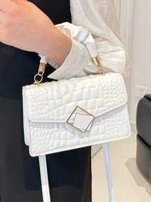 时尚纯色褶皱手提包，云朵包，褶皱包，鳄鱼纹，大容量，时尚女士手提包，适合购物、钱包、逛街、年轻女性、大学生、新手、白领。非常适合办公室、大学、工作、商务、通勤、户外活动、旅行和郊游 - 白色 - 查看 12