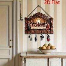 1 pieza, Escena de la Última Cena impresa en 2D, Perchero de madera multicolor minimalista con 4 ganchos de metal, Decoración de pared, Decoración de entrada, Decoración de habitación, Decoración de villa, Decoración del hogar multiusos para 11 fiestas - A - Ver 6