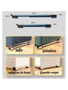 Adjustable Wheeled Support For Dishwasher/Refrigerator/Washing Machine And Appliances – Reinforced Aluminum Base/200kg Capacity - Prata - 查看 2