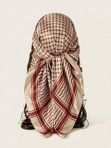 1条女士新款印花方巾，防晒围巾，日常连衣裙头巾 - 01-黑色 - 查看 12