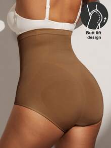 1 chiếc quần định hình eo co giãn cao chống cuộn dành cho nữ, quần định hình bụng phẳng không đường may nâng mông cỡ lớn. - Cà phê nâu - Xem 6