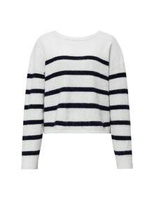 Suéter holgado de manga larga, sin espalda, de estilo informal y de vuelta al colegio con rayas, para mujer, de otoño e invierno de Just Masa