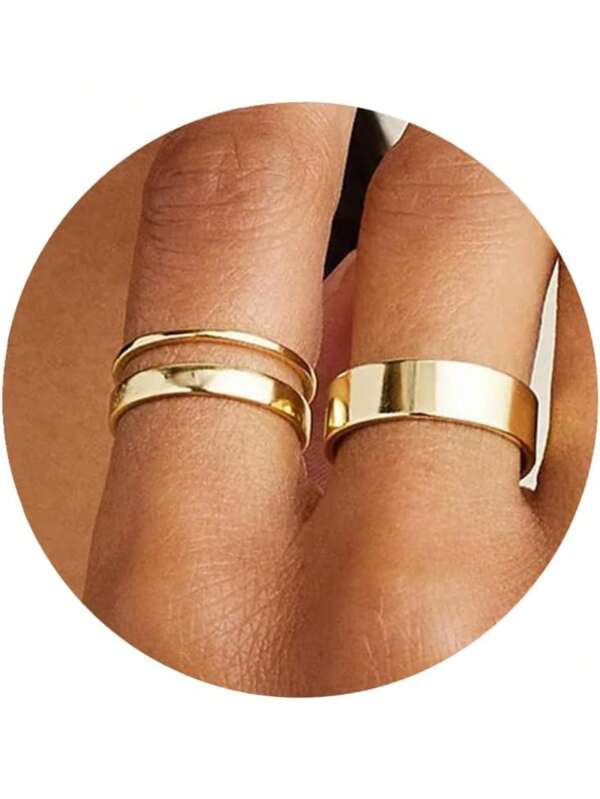 Milacolato 14K Gold Filled Rings For Women Gold Stacking Stackable Band Rings Thick Thin Band Plain Pinky Thumb Ring Non Tarnish Comfort Fit Size 5-11