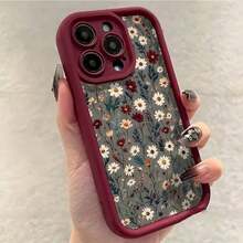 Flower Vintage Small Chrysanthemum Pattern Phone Case Compatible With IPhone 16 Pro Max, 16 Pro, 11 Pro Max, 15, 14 Plus, 13, 12, 16, XS Max, 15 Pro, XR, 15 Pro Max, 14, 13 Pro, 12 Pro Max, TPU Shockproof Soft Protective Cover For Series