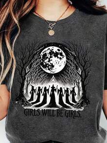 Women's Casual Short Sleeve Round Neck T-Shirt - Màu xám đen - Xem 3
