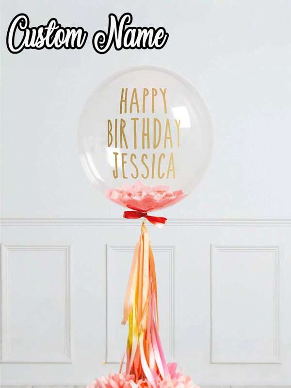 1pc- Custom Transparent Birthday Balloons, Purchase Products For Birthday Girl Balloons, Personalized Balloon Vinyl Name Labels - Party Balloons, Birthday Balloons, Colored Paper Balloons, Wedding, Bridesmaid Names And Roles, Custom Balloon Names For Birthday