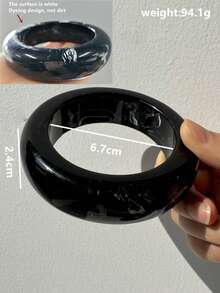 1 件厚实、宽大的米色和黑色不对称树脂手链，时尚叠层配饰珠宝，适合女性，秋冬季