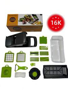 1pc Vegetable Chopper, Multifunctional Fruit Slicer, Handle Food Grater, Vegetable Slicer, Cutter With Container, Onion Mincer Chopper With Multiple Interchangeable Blades, Household Potato Shredder, Kitchen Stuff, Kitchen Gadgets