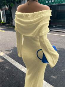 Herfst/Winterkleding 2025 Sexy jurk Vakantie-outfits Damesmode Sexy straatstijl Effen kleur Semi-transparant Eenlijnige hals Lange mouwen Lange damestrui Witte jurken, Cluboutfits Dames Sexy, Zomeroutfits voor dames