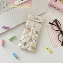 Cartoon Pattern Glasses Storage Bag Anti Pressure Sunglasses Case With Button Portable Glasses Protective Cover