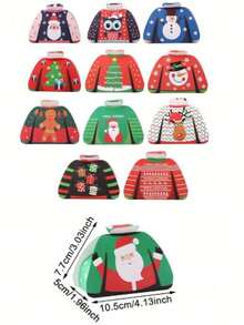 36 Peças Caixas de Presente com Design de Suéter de Natal, Caixas de Presente de Papel com Tema de Feliz Natal com Padrões de Papai Noel, Boneco de Neve, Rena e Homem de Gengibre, Adequado para Presentes de Festa de Natal, Caixas de Presente com Padrão Misto de Papai Noel e Boneco de Neve, Decorações de Festa de Natal, Presentes de Natal, Decorações de Natal, Presentes, Enfeites de Natal, Enfeites de Meia