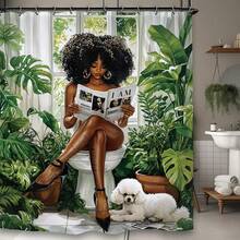 复古女士浴室浴帘优雅涤纶防水装饰 60x72 英寸防水浴帘可机洗 66x72 英寸柔软浴室浴帘套装带 12 个挂钩 36x72 英寸速干浴帘浴室装饰 - 綠色 1 - 查看 4