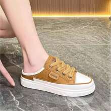2025 New Summer Half-Slip Sandals, Breathable And Comfortable Women's Shoes, Fashion Sandals/Slip-On Lace-Up Design/Yellow/White/Black/Three Colors Optional*Comfortable And Lightweight*Casual And Versatile*Women's Shoes/Anti-Slip And Wear-Resistant,/Suitable For Walking, Shopping, Parties, Travel, Various Sports. Women's Shoes Of Choice, A Rare Pair Of Women's Shoes - 黃色 - 查看 3