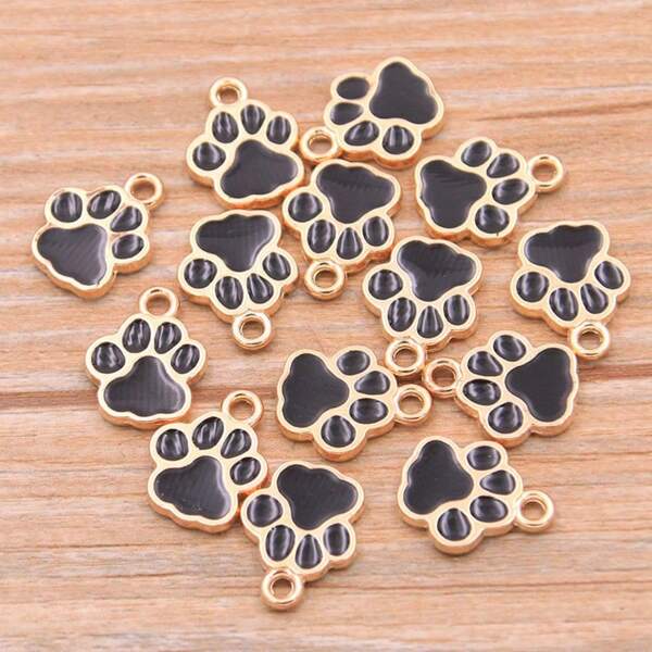 5/10/20pcs Oil Drop Black, White, Gold, Silver Bear Claw Charms