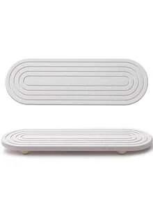Diatomaceous Earth Sink Organizer Tray - Absorbent Stone Kitchen & Bathroom Countertop Stand, Striped Design, Quick-Dry Toothbrush Holder Pad Kitchen Kitchen Decor Kitchen Organization And Storage Kitchen Accessories,An Ideal Christmas Gift For 2025, Perfect For Kitchen Storage And Organization.