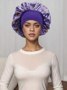 女士印花丝绸光滑缎面帽子，适合休闲舒适的日常发饰和睡眠帽子，蝴蝶图案时尚睡眠帽，丝绸帽子，缎面帽子