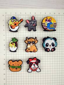 8pcs/Set Hip Hop Music Series Cartoon Pattern Accessories For Sandals, Bracelets, Slippers, Phone Decoration, Suitable For Music Lovers Birthday & Holiday Gifts
