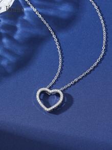 Hihho قلادة قلب مرصعة بالزركونيا المكعبة اللامعة قطعة واحدة، هدية مجوهرات أنيقة للنساء