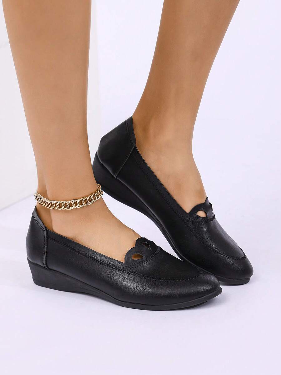Neue lässige Slip-On Schuhe, Oma-Schuhe, Schaukelstuhl-Schuhe, Alltagsschuhe für Frauen - Schwarz - Übersicht 1