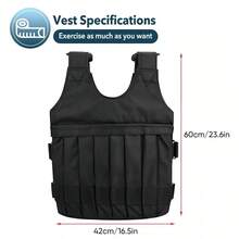 Exercise Weighted Vest Fitness Training Workout Sport 110lbs Weighted Adjustable - màu đen - Xem 4