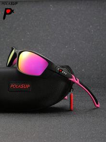 1pc Men's Fishing, Cycling, Outdoor Hiking Eyeglasses, Polarized Sports Glasses, Colorful Fashion Eyeglasses, Polarized Cycling Glasses, Popular High-End Eyeglasses, - Multicolor - View 3