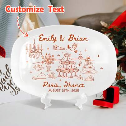 Custom Wedding Gift For Couple, Wedding Platter Gift, Custom Bridal Gift Platter With Names, Unique Wedding Decor Plate, Wedding Keepsake
