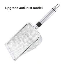 Cat Litter Scoop Stainless Steel Mesh Scooper Long Handle Deep Shovel Non-Stick Coated Metal Litter Scoop For Litter Box Kitten Pooper Lifter