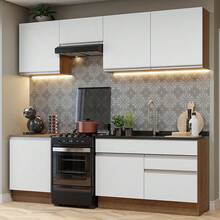 Cocina Integral Completa Modular Madesa Glamy 240cm Color Marrón/blanco 08 - Marrom y Blanco - Ver 1