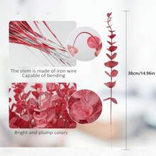 1/6/12/21/30/50/100pcs Artificial Eucalyptus Branches, Eucalyptus Decor, Fake Green Twigs, Green Decor, Bulk Artificial Flowers, Suitable For Home And Office, Artificial Flower Bouquet Centerpiece, Wedding Decor, Home Decor, Christmas Decor, Room Decor - Wine Red-long - View 2
