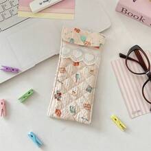 Cartoon Pattern Glasses Storage Bag Anti Pressure Sunglasses Case With Button Portable Glasses Protective Cover