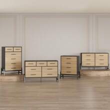 strundghti 6 Dresser For Bedroom, 52" Wide Dresser, Wide Drawer With Storage Freestanding, Wooden Closet Storage Chest For Living Room, Bedroom, Entryway - 黑色 - 查看 8