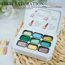 Simwey Christmas Forest-Themed 9-Color Snap Nail Polish, Suitable For Christmas Trees, Reindeer-Colored Nail Art Accents, DIY Nails, Nail Salon Designs, No Wiping Needed, Gentle On Nails, Christmas Gift, A Gift For Women. - 橄欖綠 - 查看 9
