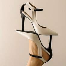 Women's Sandals, Elegant Pumps, High Heel 10cm, Bride, Wedding, Party - 黑與白 - 查看 6