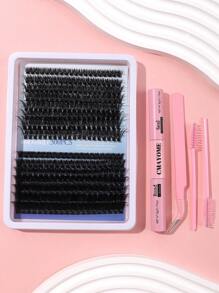 300 kępek rzęs, sztuczne rzęsy D-Roll, segmentacja DIY w domu, grube, puszyste sztuczne rzęsy, z klejem i uszczelką, szczoteczka do zębów, zestaw pęset, odpowiednie dla początkujących, gęste 60D+80D, 8-16 mm, zestaw do inteligentnego przedłużania rzęs w stylu mieszanym, zestaw: rzęsy DIY + klej + pęseta + czarny sztyft do powiek, łatwy w użyciu, odpowiedni do makijażu oczu i pielęgnacji, na co dzień, na wesele, na wieczór, prezenty dla uczniów z okazji powrotu do szkoły, zestaw kępek rzęs, rzęsy, sztuczne rzęsy