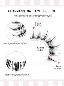 10 Pairs Asiteo Anime Style Transparent Natural Long False Eyelashes, Suitable For Beginners And Daily Use, Applicable For Cosplay And Anime Styling - Black - View 3