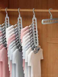 5 piezas de perchas plegables de plástico con 9 agujeros, organizador de ropa de ahorro de espacio de alta resistencia, para habitación, armario, clóset, hogar - Gris - Ver 1