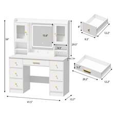 White Makeup Vanity Desk With Mirror, Make Up Vanity Desk With Drawers & Jewelry Cabinet, Vanity Table, Vanity Mirror Desk Dressing Table For Bedroom